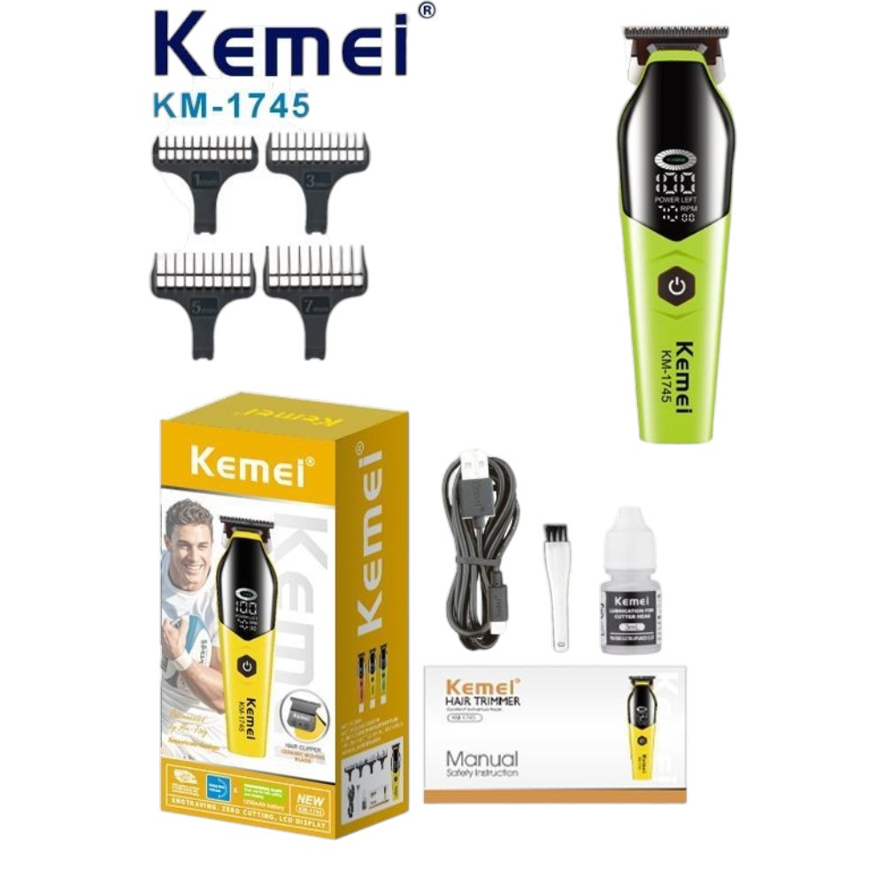 Saç kəsimi üçün cihaz Kemei KM-1745 Black/Green — 1