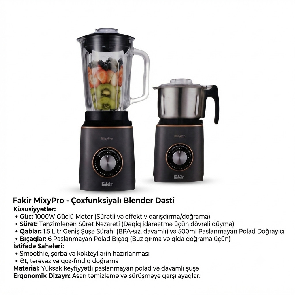 Blender Fakir MixyPro, 1000 Vt — 1