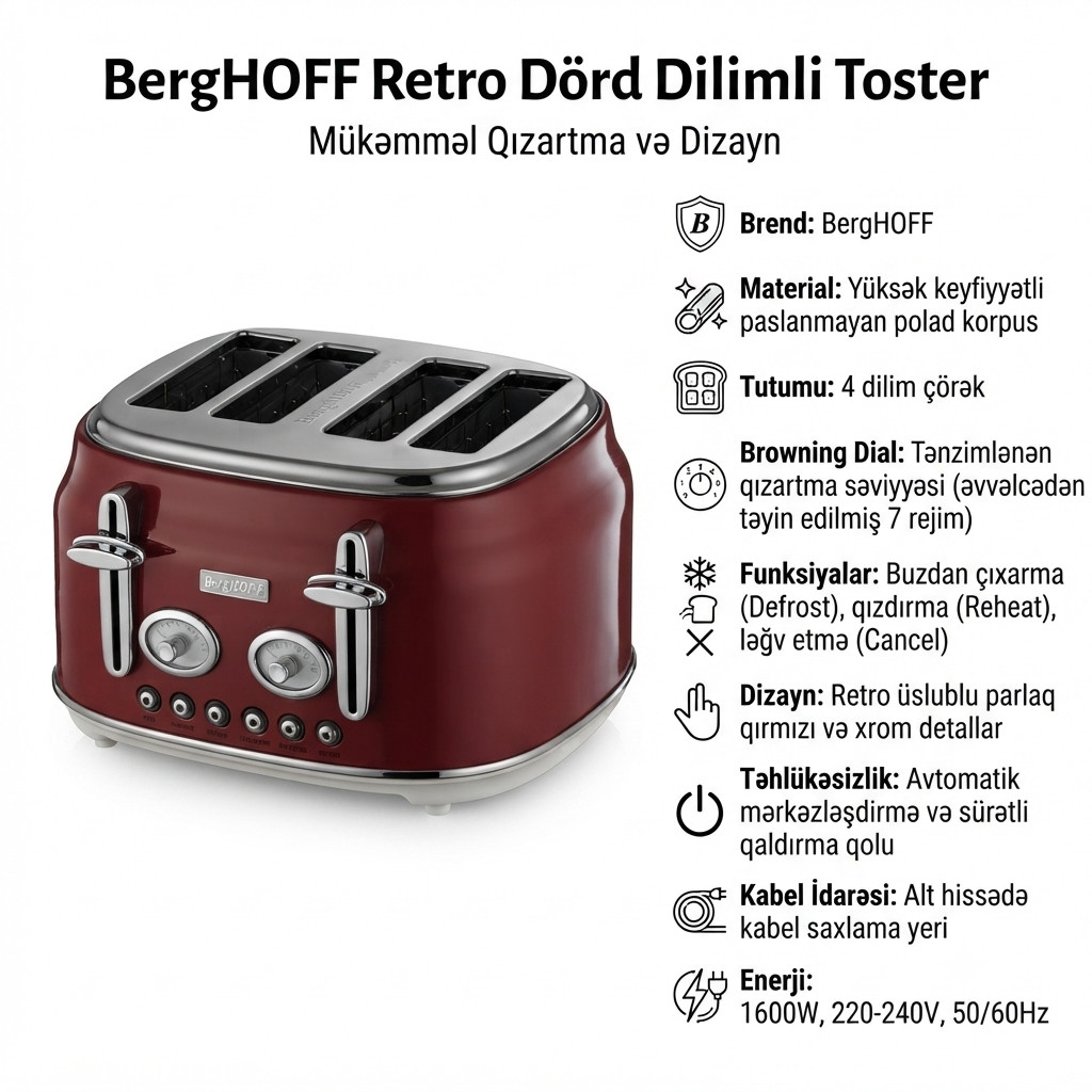 Toster BergHoff Retro, 1600 Vt — 1