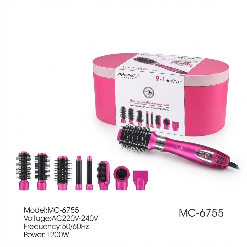 Multistayler MAC MC-6755, 1200 Vt, Çəhrayı, 9 taxma — 1