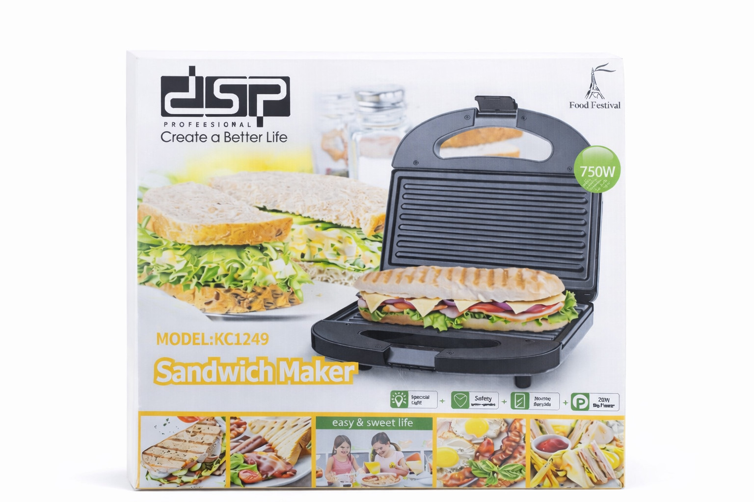Sendviç cihazı DSP KC-1249 750W — 1