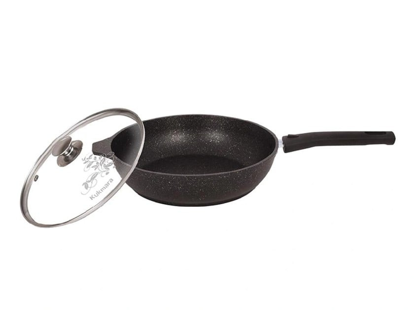 Tava Kukmara Мраморная, 24 sm, alüminium, mərmər örtüklü, qapaqlı, qara - KK_mpn_000372 — 1