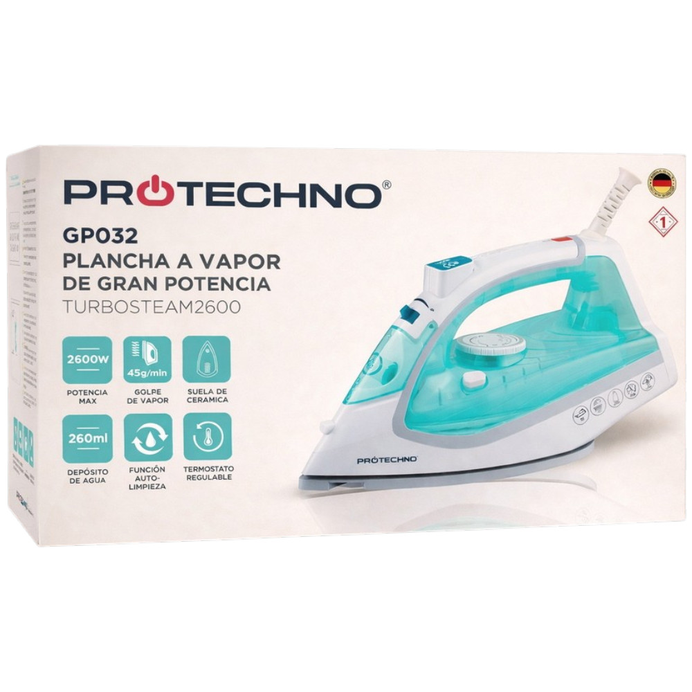 Ütü ProTechno GP032, Keramika, 2600 Vt, Ağ, Su yaşılı — 1