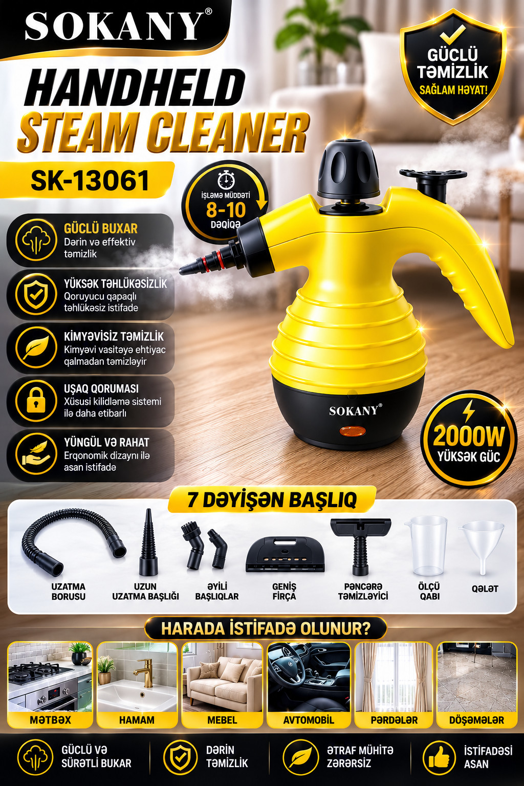 Buxar təmizləyicisi Sokany SK-13061, 2000 Vt — 1