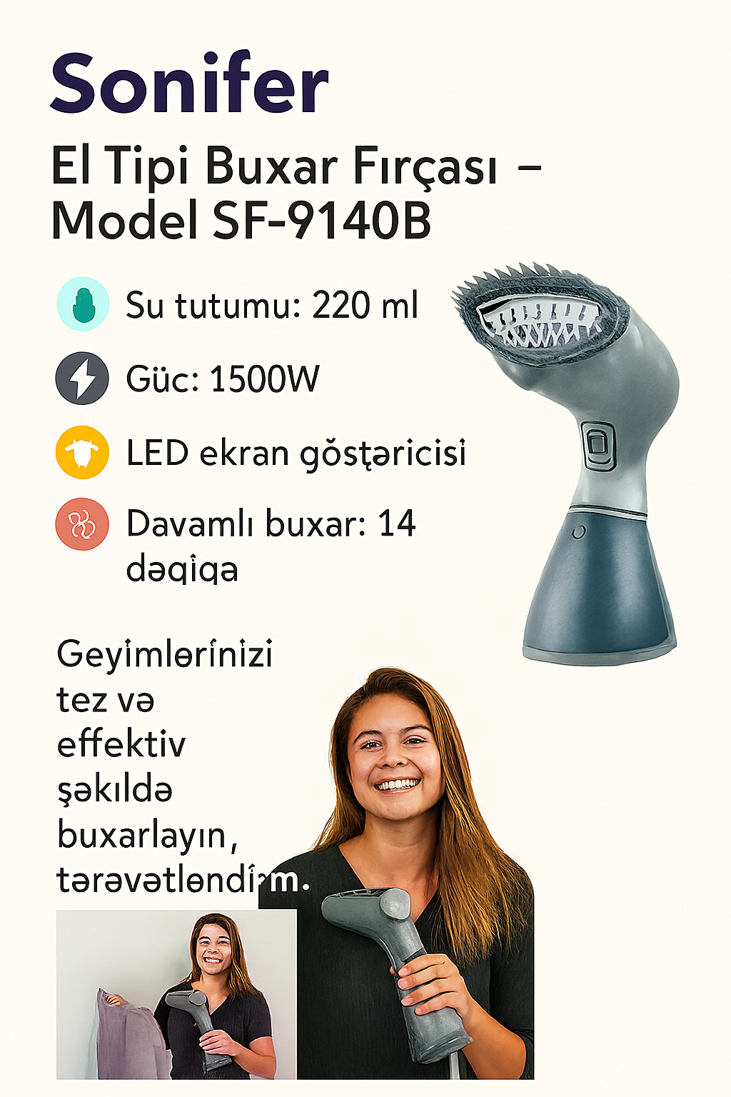 Əl buxarlayıcısı Sonifer SF-9140B — 1