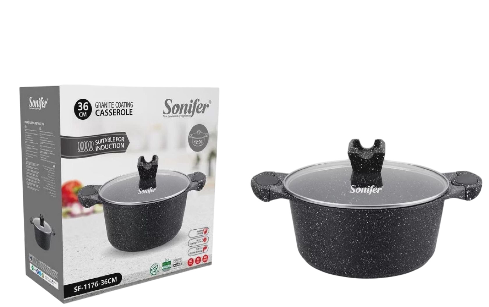 Qazan Sonifer SF-1176-24, 24 см, 4.3 l, сталь, черный — 1