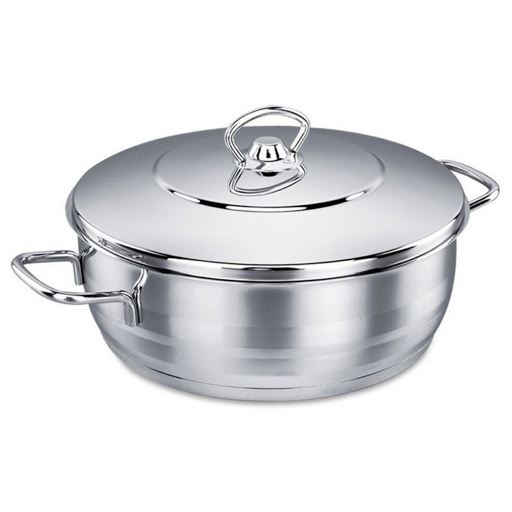 Qazan Korkmaz Mega A1941, 11 sm, 6.5 l, 28 sm, paslanmayan polad, qapaqlı, iki tutacaqlı, gümüşü — 1