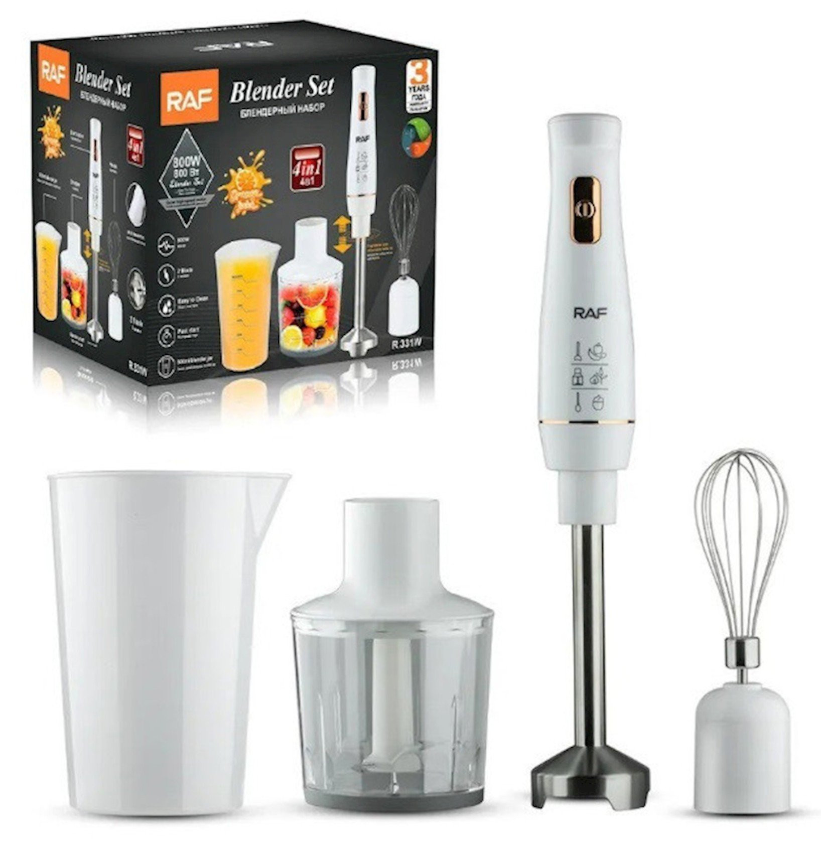 Blenderlər RAF 331 dəst 800 Vt 0.5 L Ağ - RafR331Wh — 1