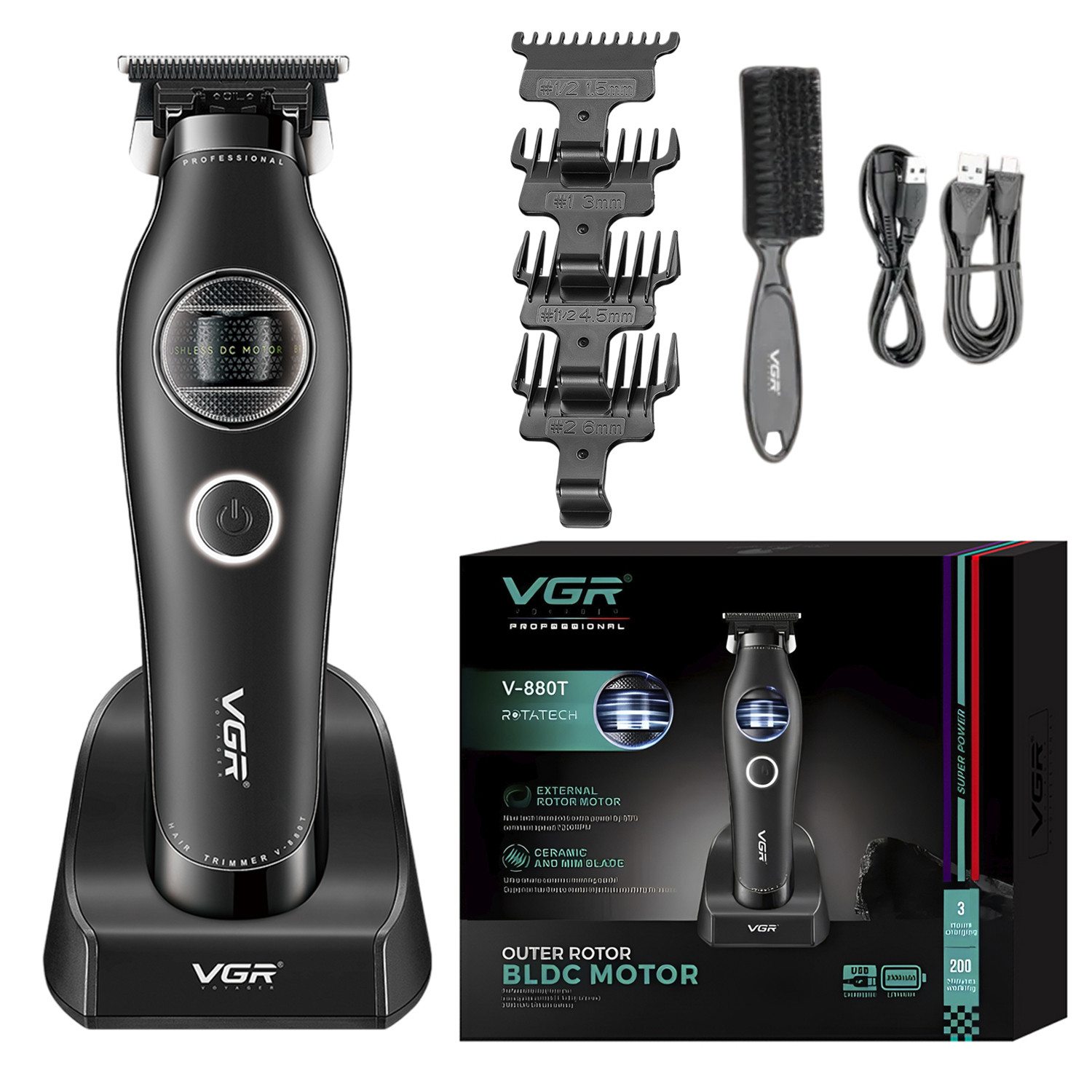 Saç kəsimi üçün universal cihaz VGR V-880T Black — 1