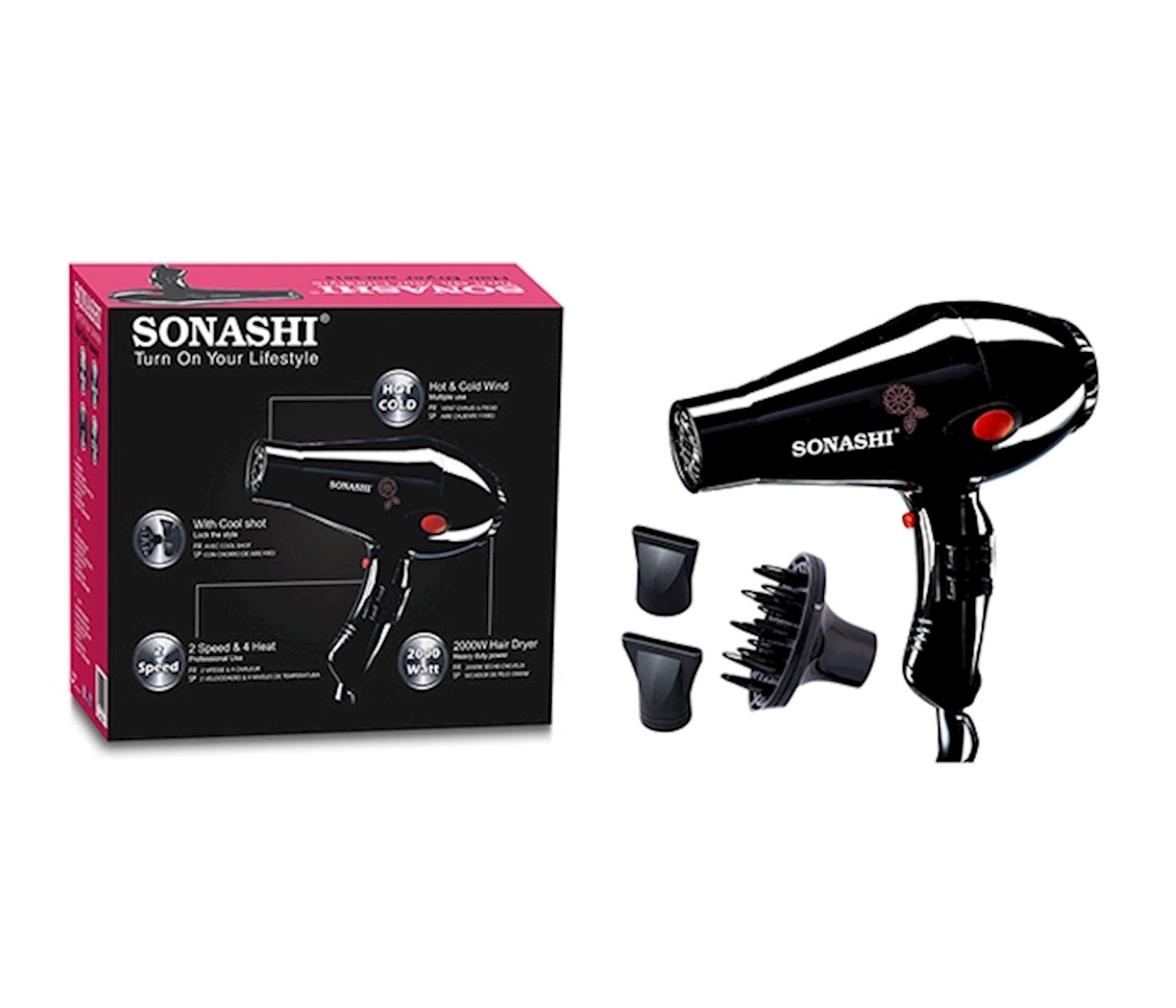 Fen saç üçün Sonashi SHD-3013, 2000 Vt — 1