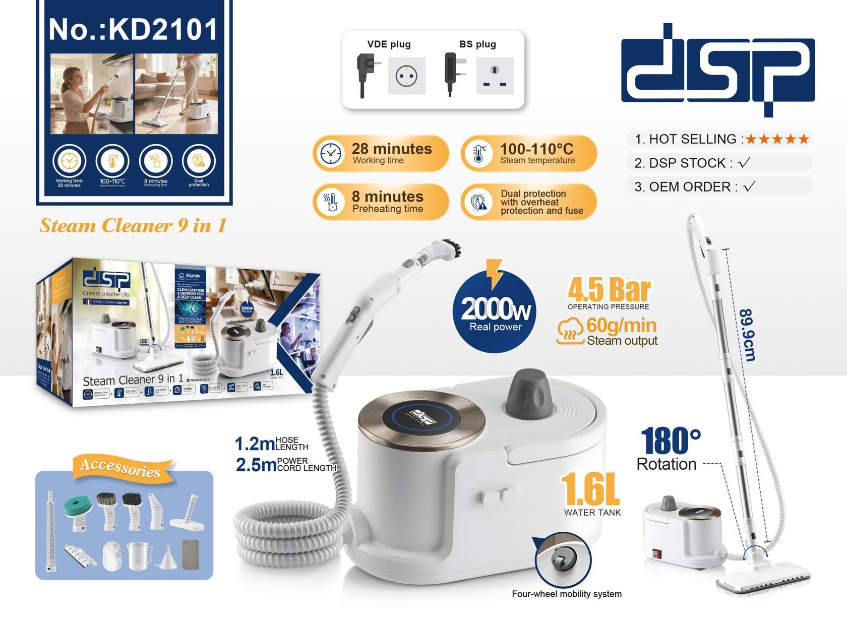 Buxar təmizləyicisi DSP KD 2101, ağ — 1