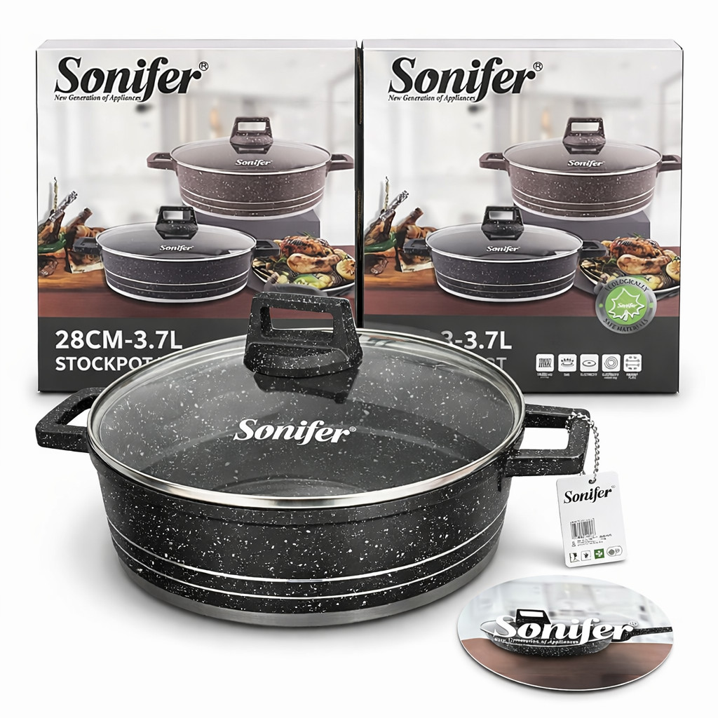 Tava Sonifer SF1173, 28 sm, 3.7 l, qapaqlı, qara — 1