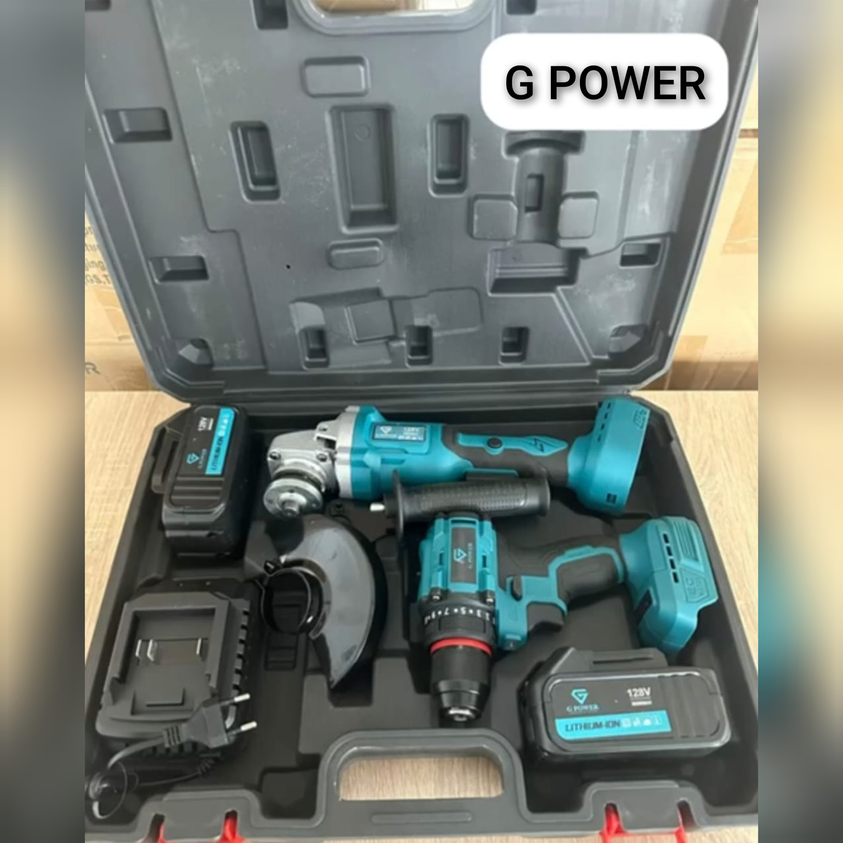 Elektrik alətlər dəsti GPOWER 0006087 2 si 1 ə (drel-şurupovört və bolqarka) — 1
