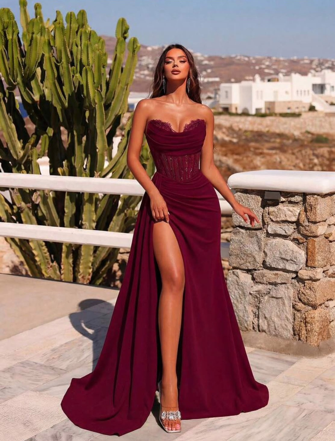 Qadınlar üçün büstiyer don 25962785, tünd qırmızı, poliester, ölçü S — 1
