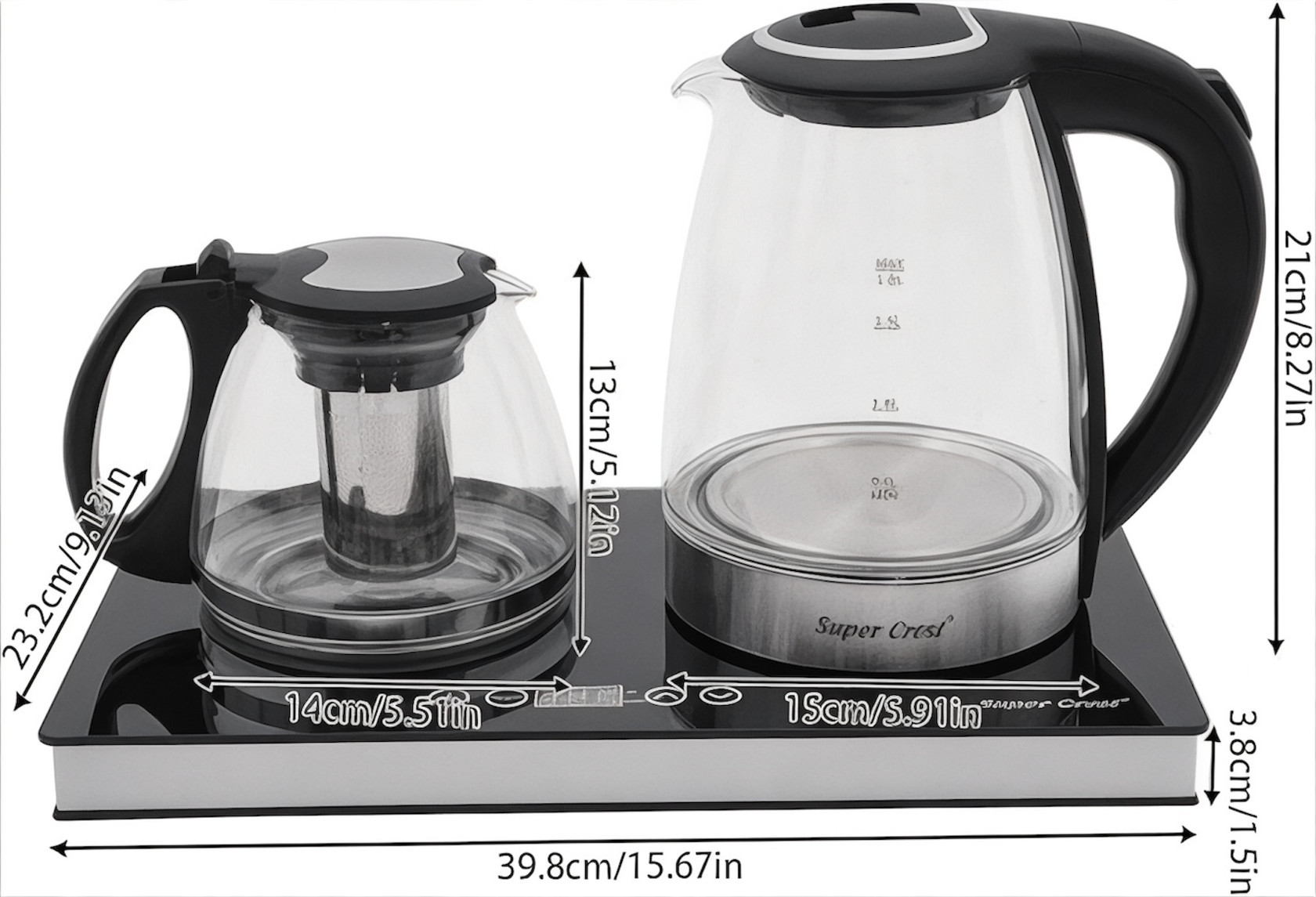 Elektrik çaydan Super Crest SCT-4006-2, 2.5 L, qara, 1500 Vt — 1
