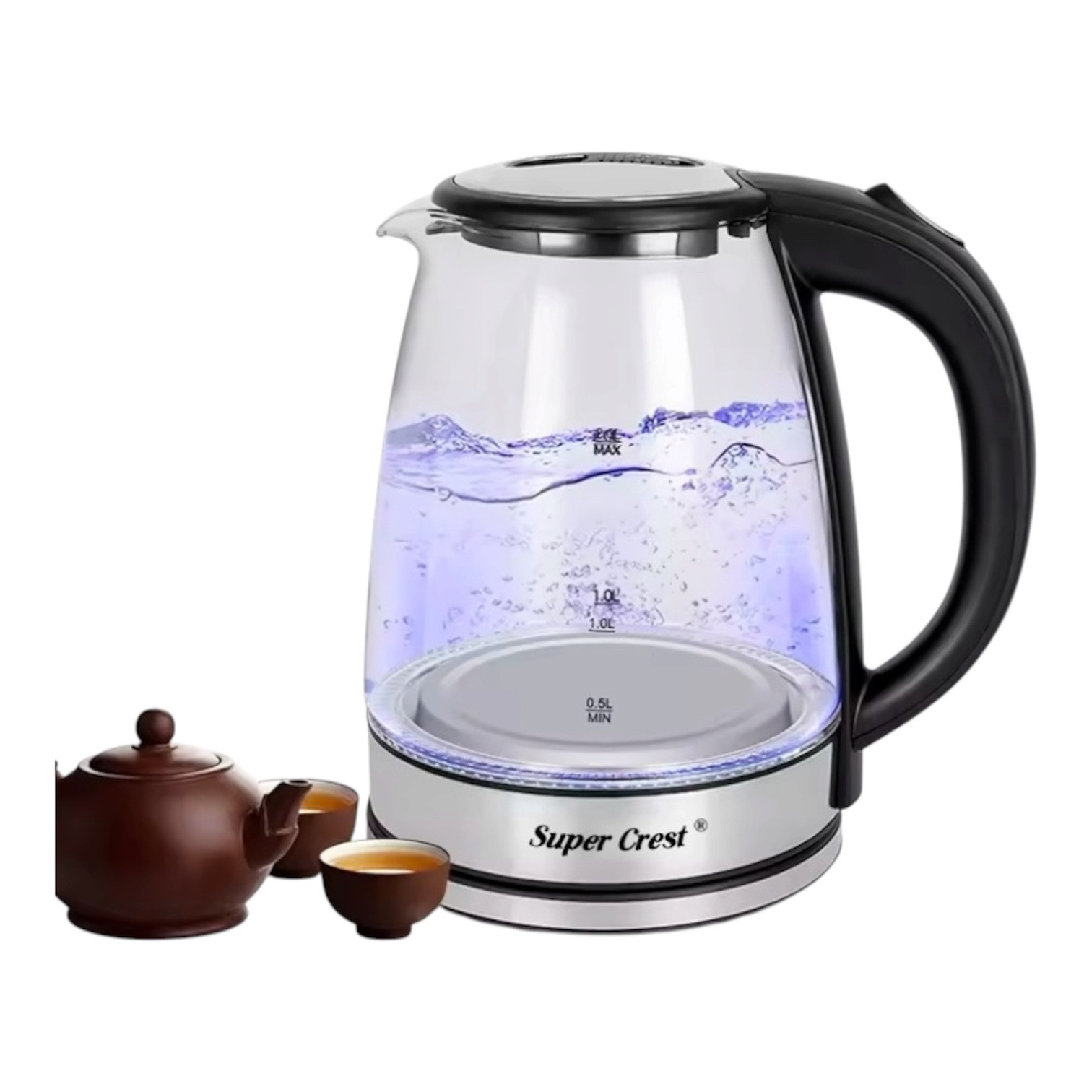 Elektrik çaydan Super Crest SCT-4017, 2 L, qara/gümüşü, 2000 Vt — 1