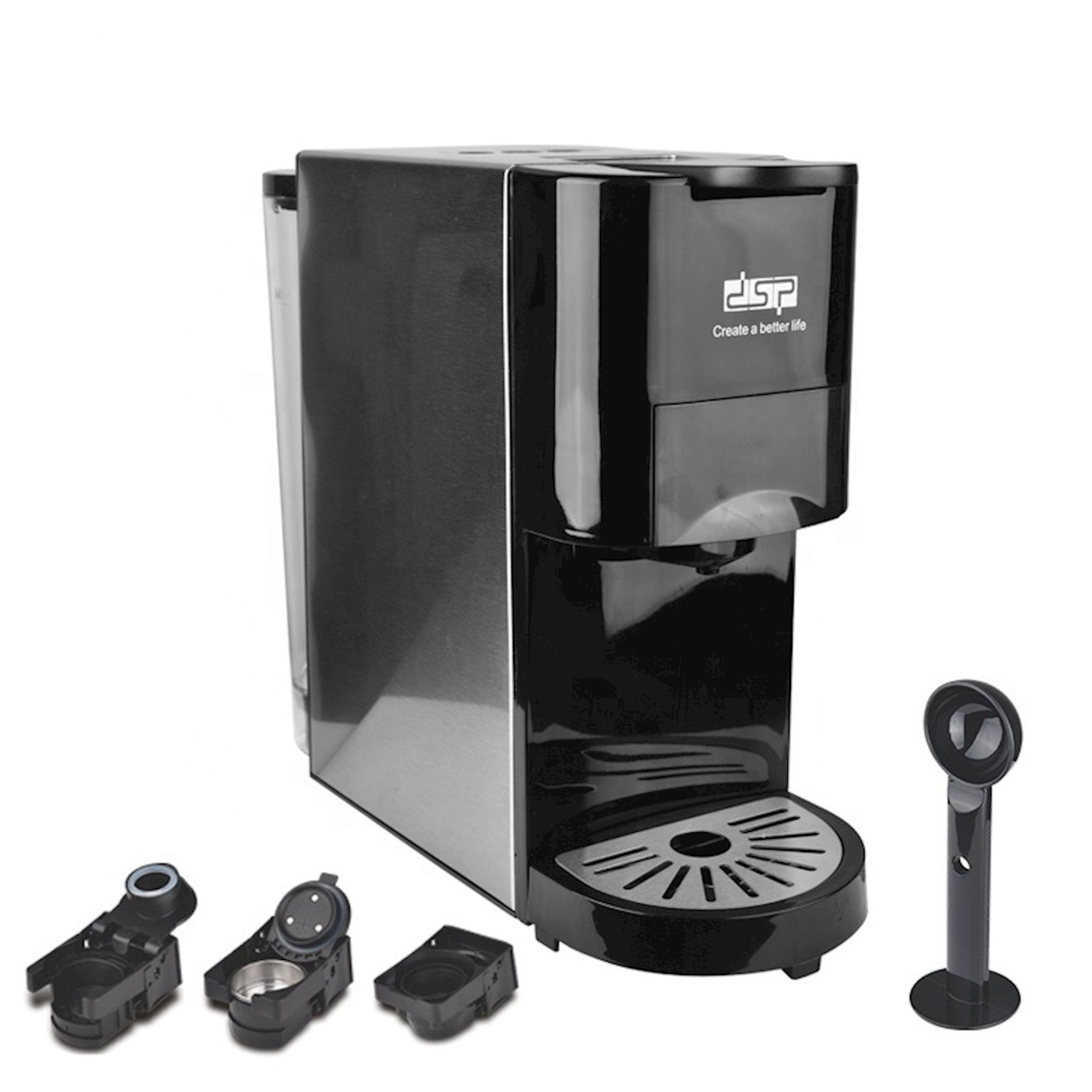 Qəhvə maşını DSP KA-3046, 1450 Vt, 0.8 l, qara/gümüşü — 1