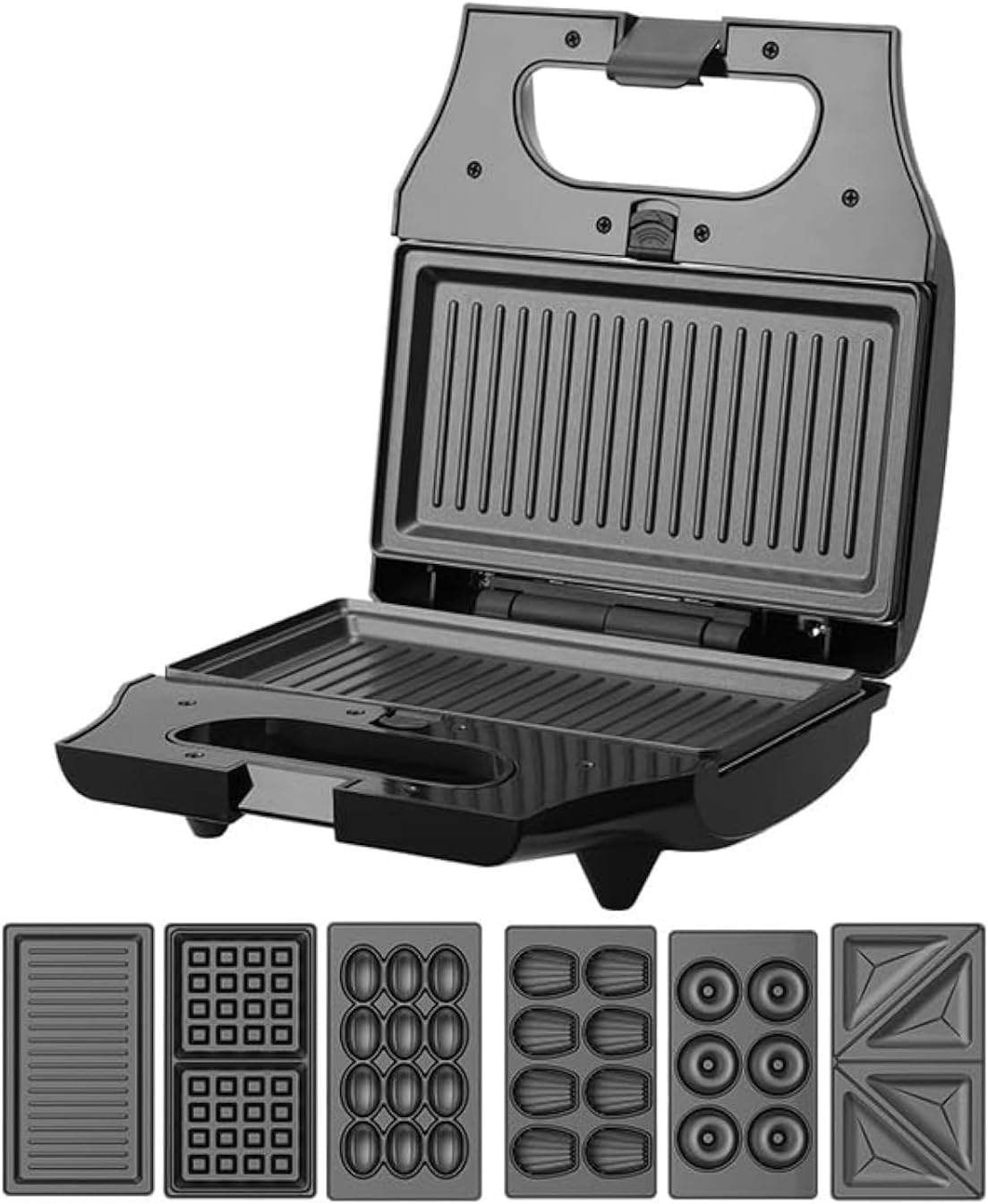 Vafli və sendviç cihazı DSP KC-1238 6-in-1 800 W 120 mm qara — 1