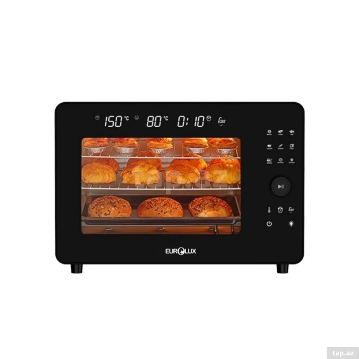 Aerofritür soba Eurolux EU-AO4880A22DBG Black 22L 1900W