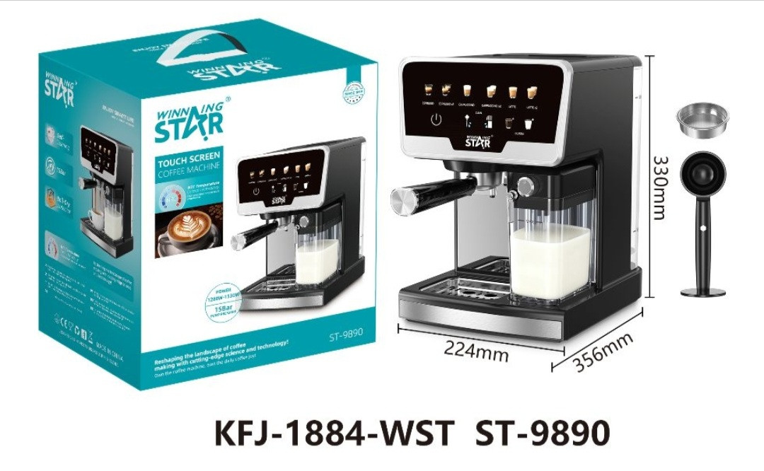 Qəhvə maşını Winning Star ST-9890 Espresso Üyüdülmüş Qara 1350 Vt — 1