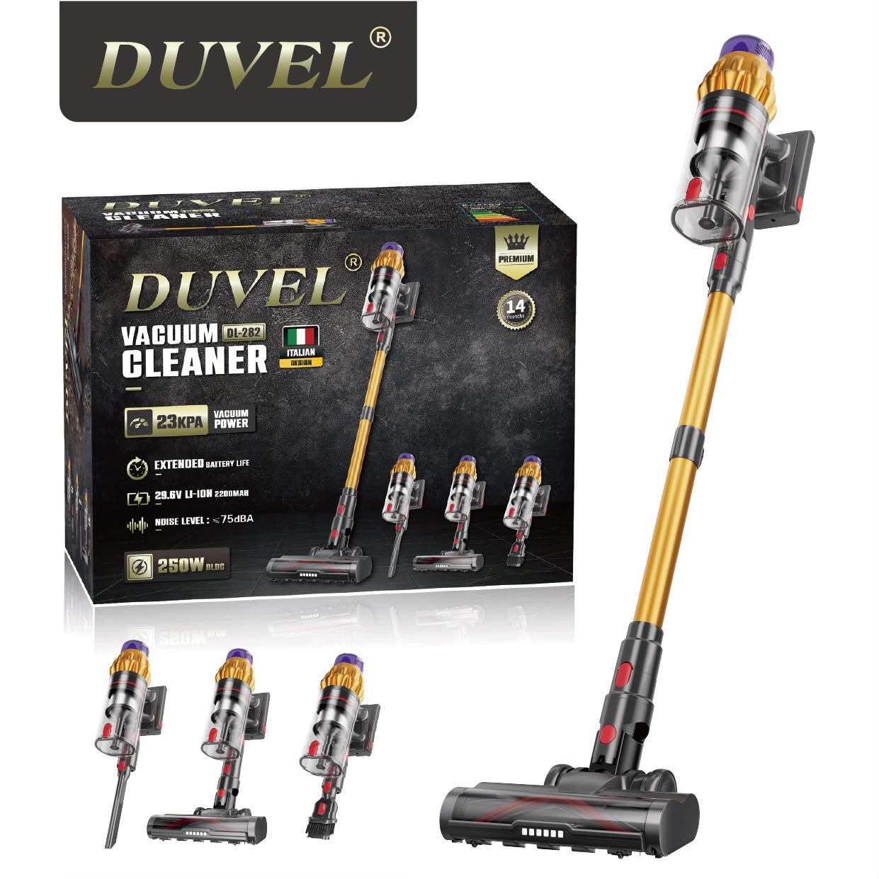Vertikal tozsoran Duvel DL-282 HLY Simsiz Quru 250 Vt Şəbəkə 220V — 1
